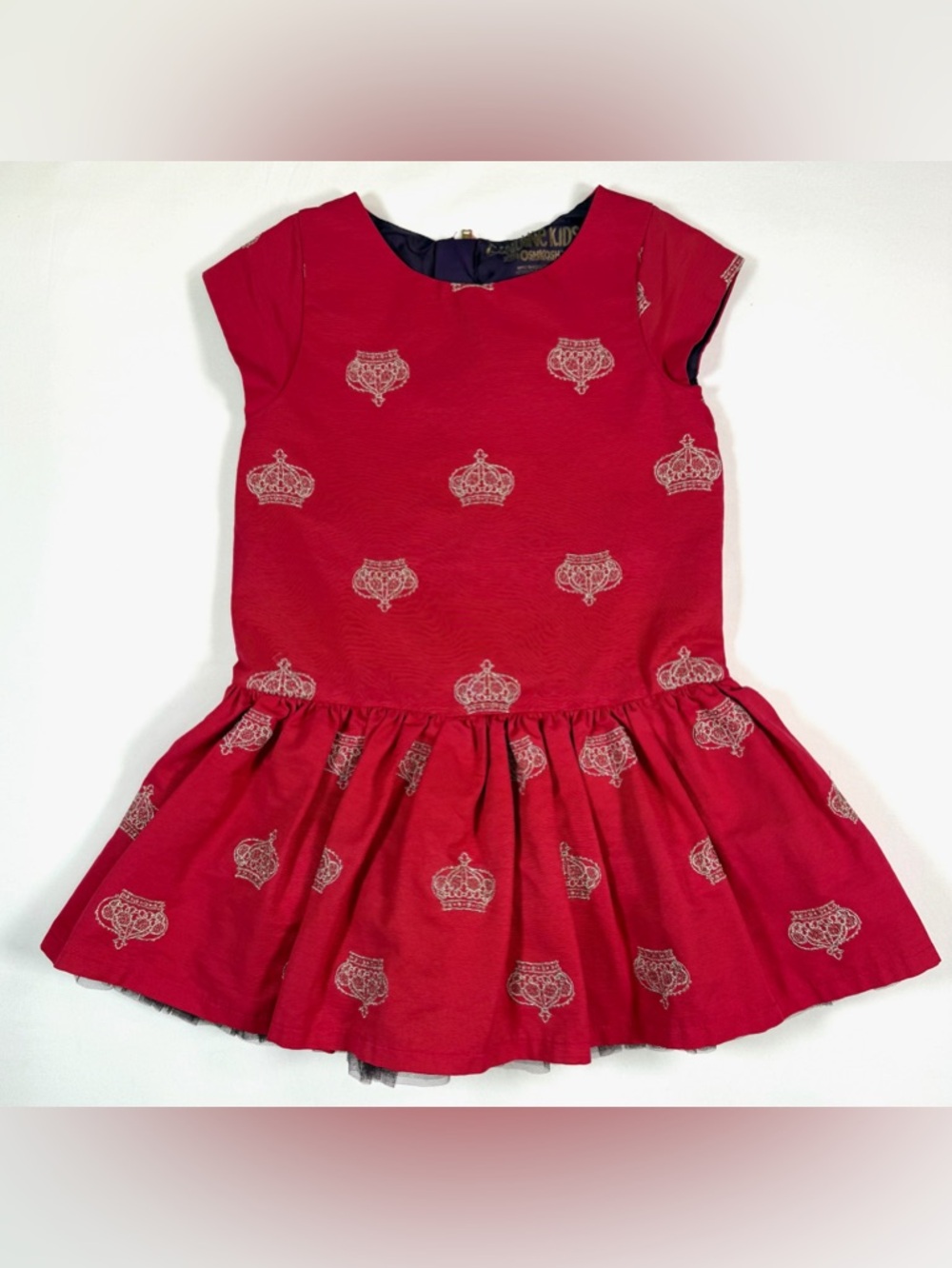 OSHKOSH Genuine Kids Red Crown Dress Toddler 5T Gold Embroidered Party
